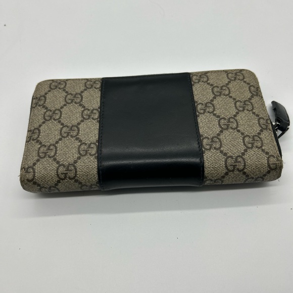 Gucci Supreme long canvas and leather black and tan wallet. Box and dust bag - Picture 2 of 8